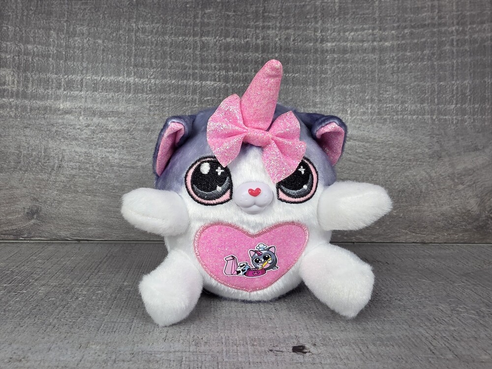 Rainbocorns Kittycorn Bow Series 2 Zuru Plush Purple Cat Grey Snacking b222